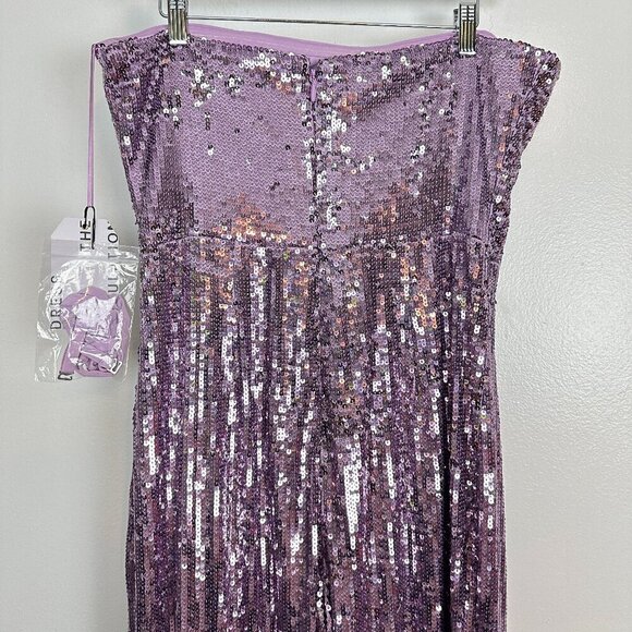 DRESS THE POPULATION Andy Sequin Strapless Jumpsuit in Lavender Multi Size Large - Picture 10 of 10